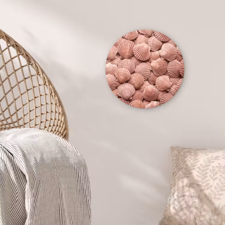 Schelpen - Patroon - Roze Wandcirkel kunststof plaat 5mm dik klein -sfeer5