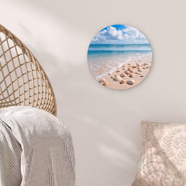 Schelpen - Strand - Natuur - Beige Wandcirkel kunststof plaat 5mm dik klein -sfeer5