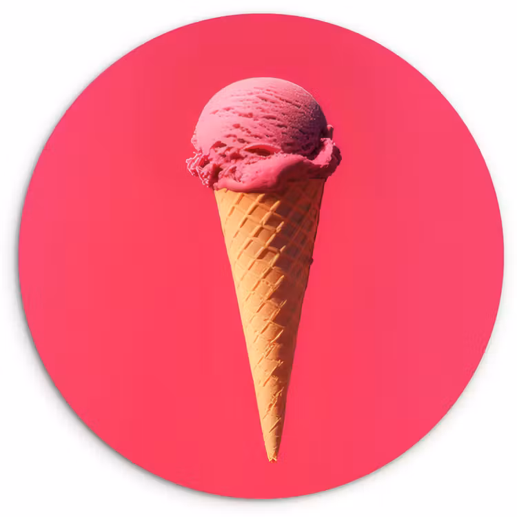Schepijs - Roze - Hoorntje Wandcirkel kunststof plaat 5mm dik klein -3d