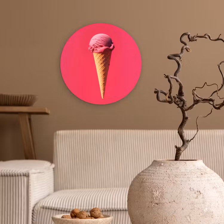Schepijs - Roze - Hoorntje Wandcirkel kunststof plaat 5mm dik klein -sfeer1