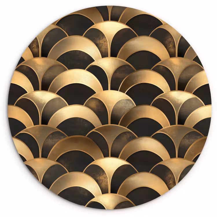 Schubben - Structuur - Goud Wandcirkel kunststof plaat 5mm dik klein 188 -3d