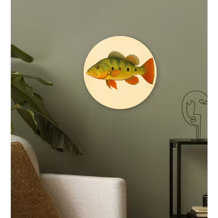 Schubben - Vis - Groen - Illustratie Wandcirkel kunststof plaat 5mm dik klein -sfeer3
