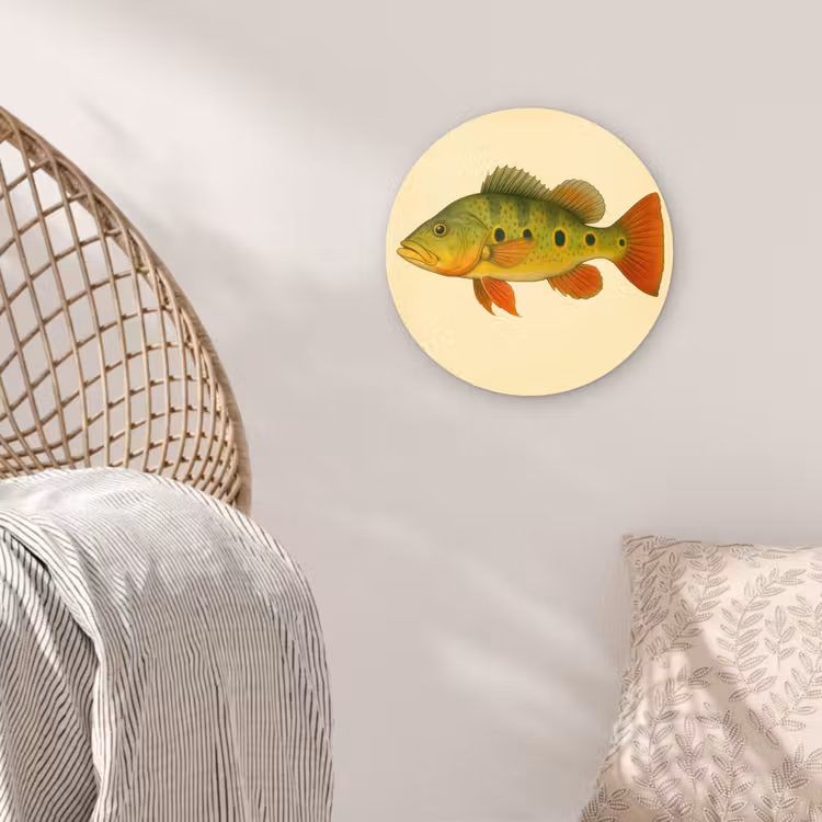 Schubben - Vis - Groen - Illustratie Wandcirkel kunststof plaat 5mm dik klein -sfeer5