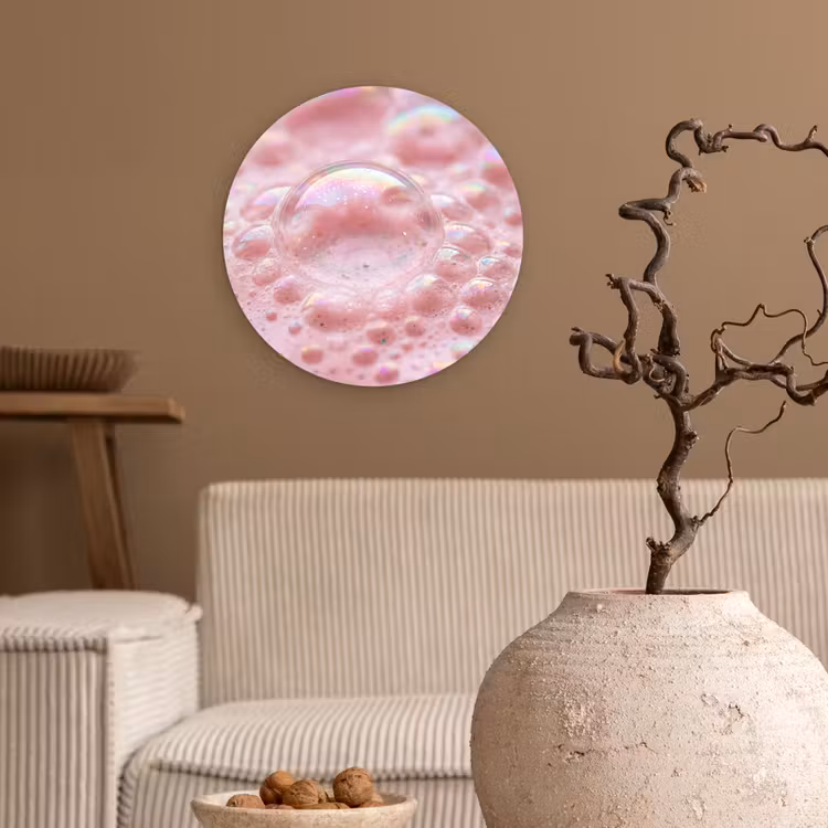 Schuim - Structuur - Roze Wandcirkel kunststof plaat 5mm dik klein -sfeer1
