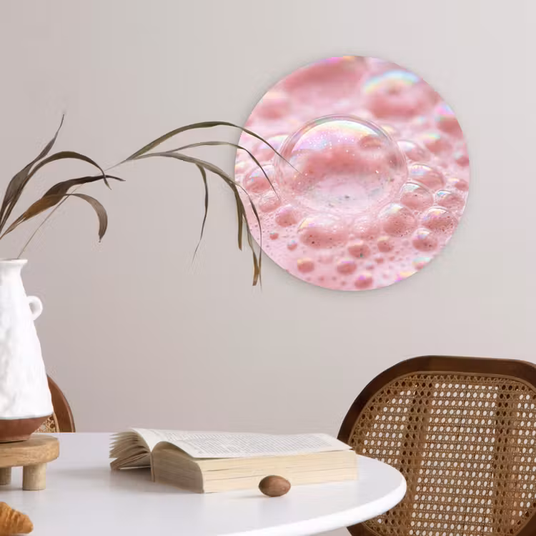 Schuim - Structuur - Roze Wandcirkel kunststof plaat 5mm dik klein -sfeer4