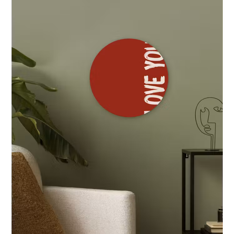 Schuin - Loveyou - Rood Wandcirkel kunststof plaat 5mm dik klein -sfeer3