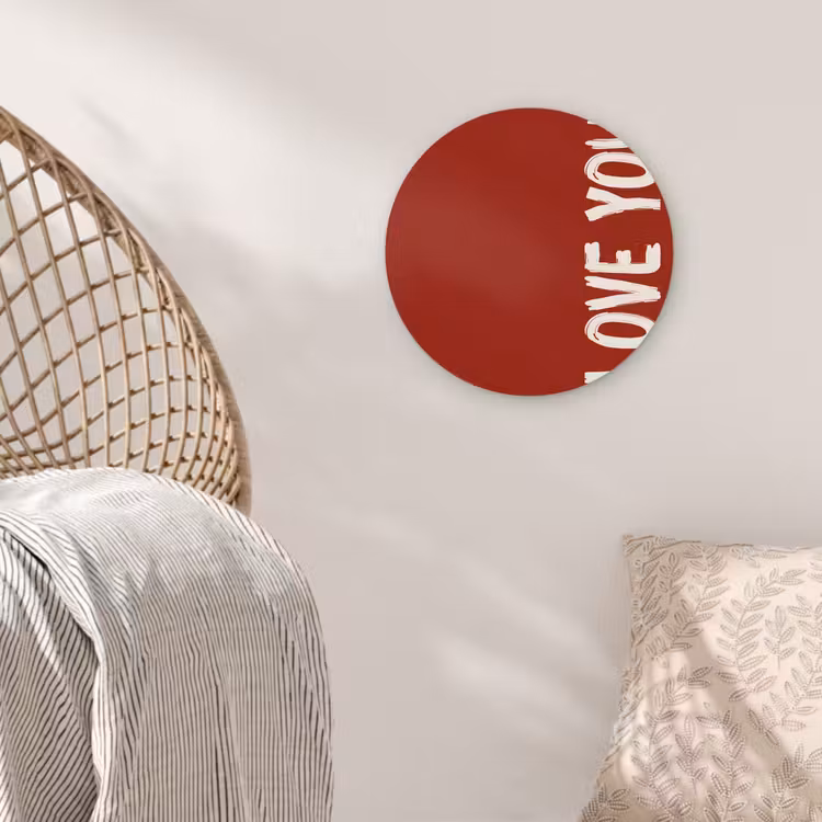 Schuin - Loveyou - Rood Wandcirkel kunststof plaat 5mm dik klein -sfeer5