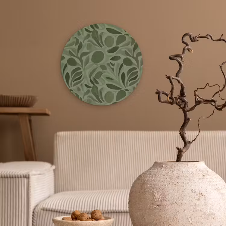 Sereen - Bladeren - Groen Wandcirkel kunststof plaat 5mm dik klein 188 -sfeer1