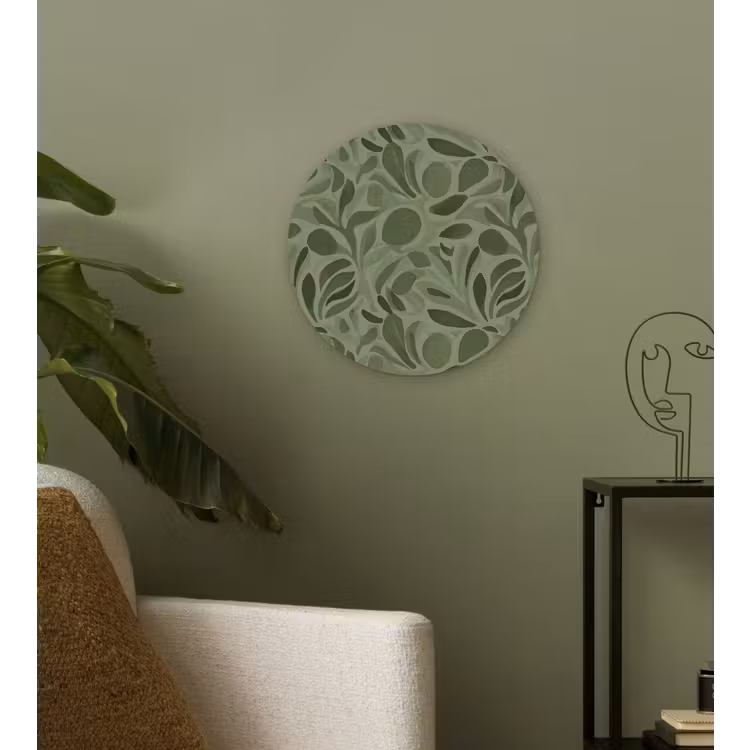 Sereen - Bladeren - Groen Wandcirkel kunststof plaat 5mm dik klein 188 -sfeer3