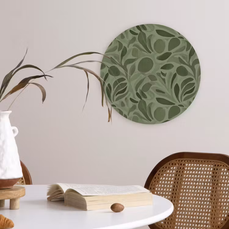 Sereen - Bladeren - Groen Wandcirkel kunststof plaat 5mm dik klein 188 -sfeer4