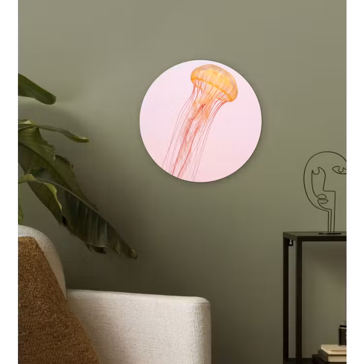 Sierlijk - Kwal - Roze Wandcirkel kunststof plaat 5mm dik klein -sfeer3
