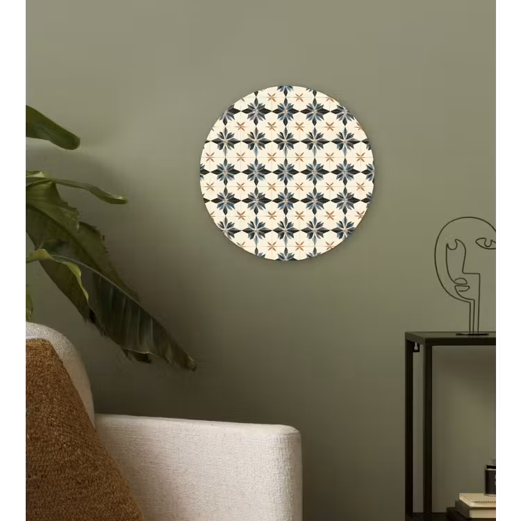Sierlijk - Ornament - Blauw Wandcirkel kunststof plaat 5mm dik klein 188 -sfeer3