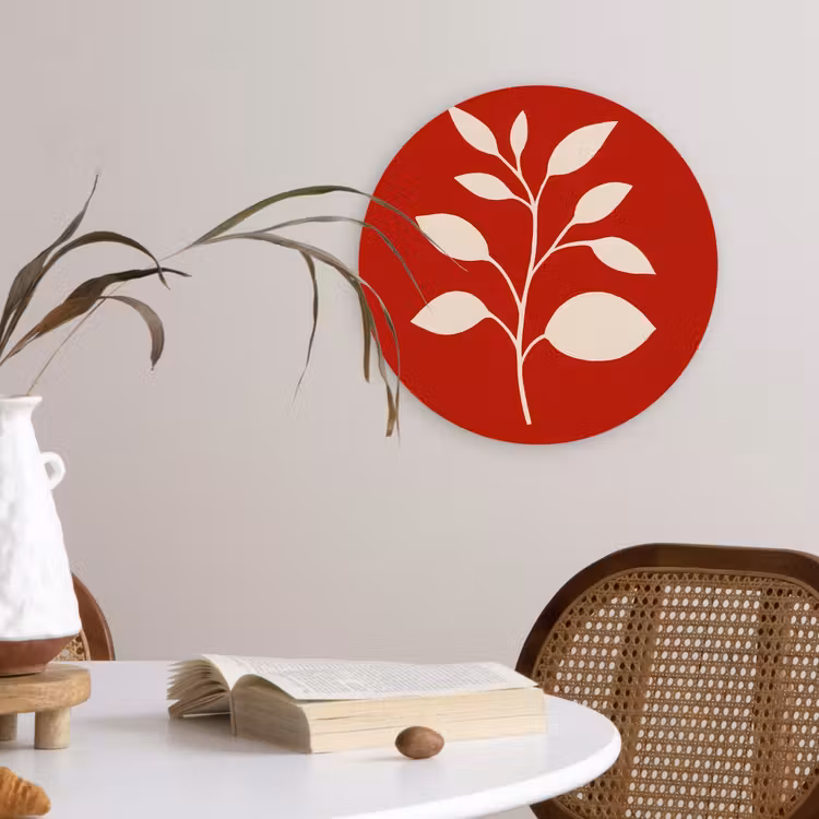 Silhouet - Bladeren - Tak Wandcirkel kunststof plaat 5mm dik klein -sfeer4