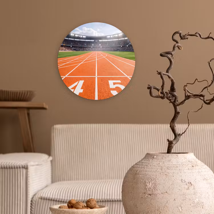 Sintelbaan - Stadion - Sport -Oranje Wandcirkel kunststof plaat 5mm dik klein -sfeer1