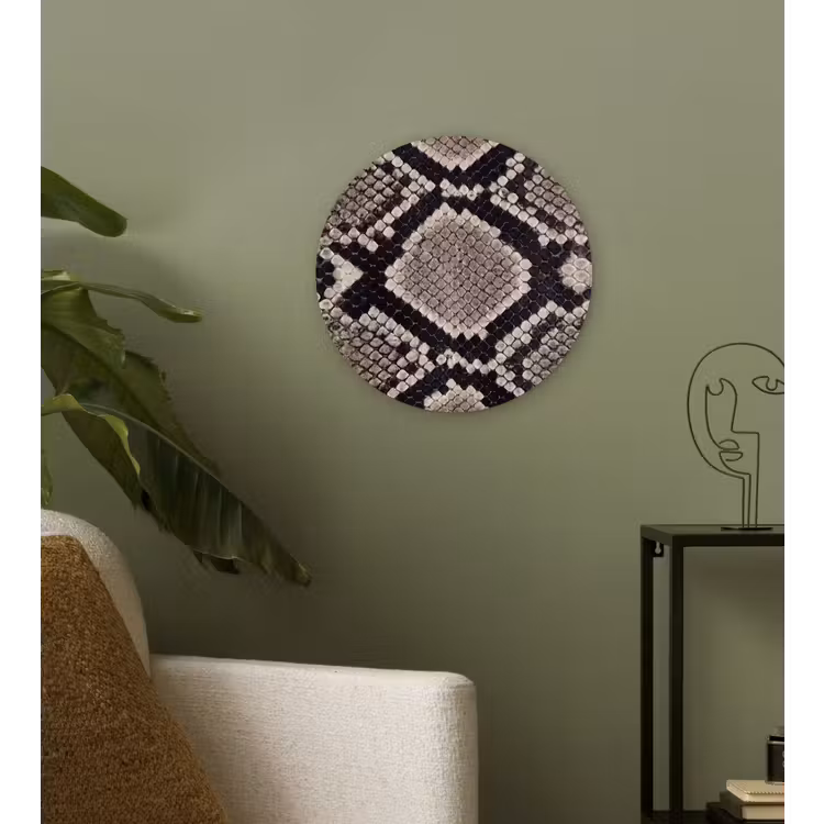 Slangenleer - Patroon - Beige Wandcirkel kunststof plaat 5mm dik klein -sfeer3