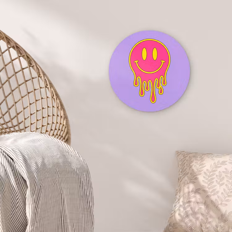Smiley - Drip - Neon Wandcirkel kunststof plaat 5mm dik klein -sfeer5