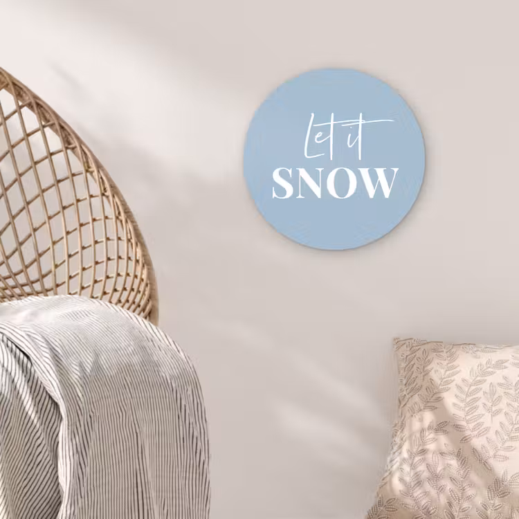 Sneeuw - Winter - Blauw - Let it snow Wandcirkel kunststof plaat 5mm dik klein -sfeer5
