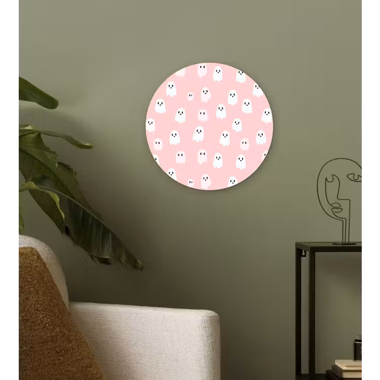Spookjes - Patroon - Roze Wandcirkel kunststof plaat 5mm dik klein 188 -sfeer3