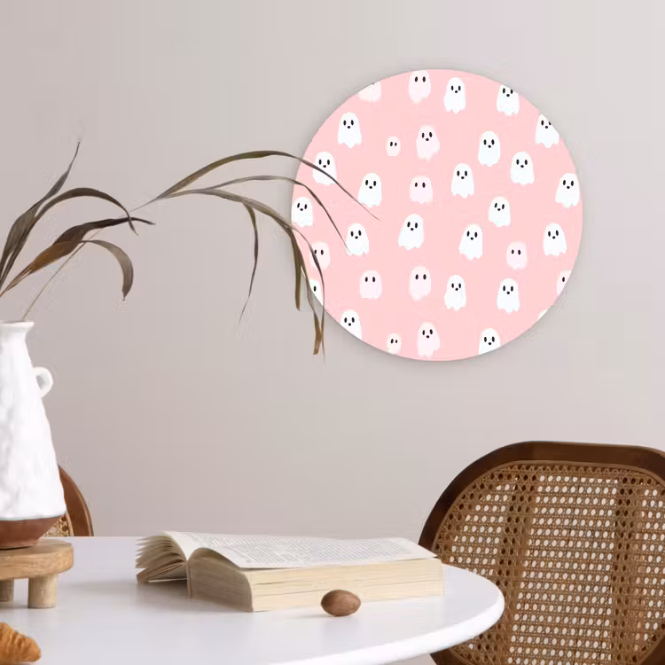 Spookjes - Patroon - Roze Wandcirkel kunststof plaat 5mm dik klein 188 -sfeer4