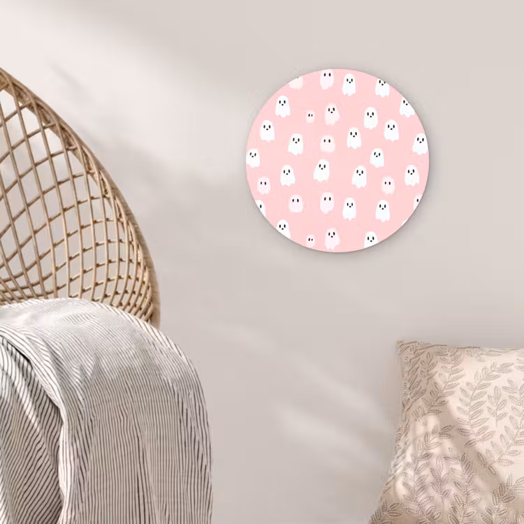 Spookjes - Patroon - Roze Wandcirkel kunststof plaat 5mm dik klein 188 -sfeer5