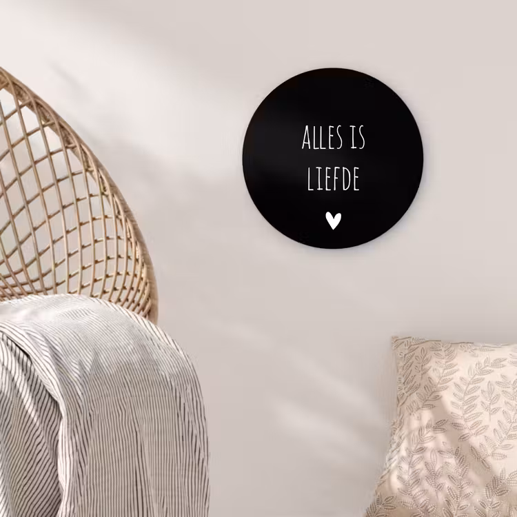Spreuken - Alles is liefde - Quotes - Bløf Wandcirkel kunststof plaat 5mm dik klein -sfeer5