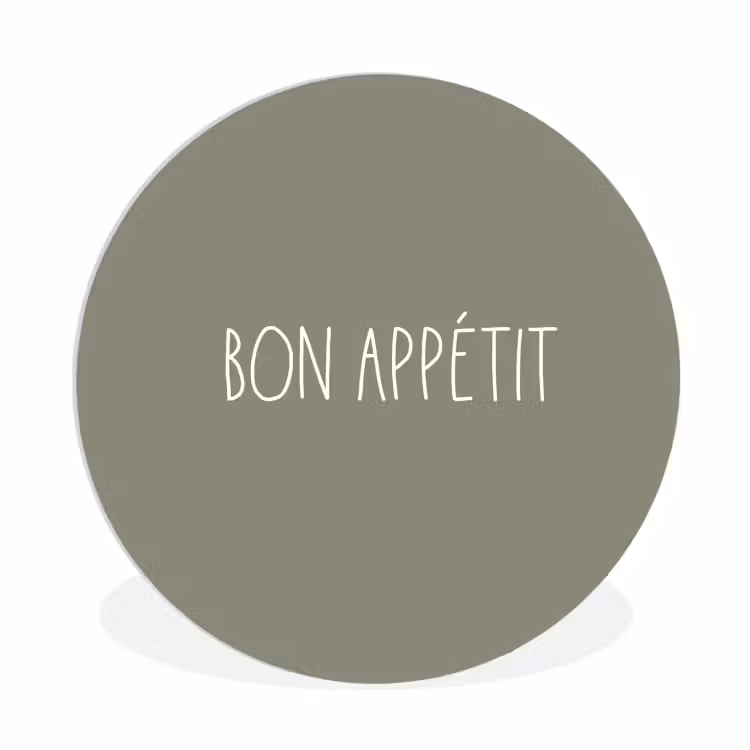 Spreuken - Bon appétit - Quotes - Eet smakelijk - Eten Wandcirkel kunststof plaat 5mm dik klein -3d