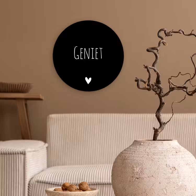 Spreuken - Quotes - Geniet Wandcirkel kunststof plaat 5mm dik klein -sfeer1