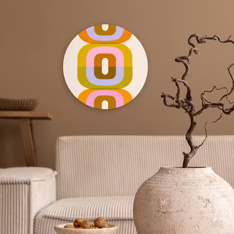 Stapel - Vormen - Geblokt - Oranje Wandcirkel kunststof plaat 5mm dik klein -sfeer1