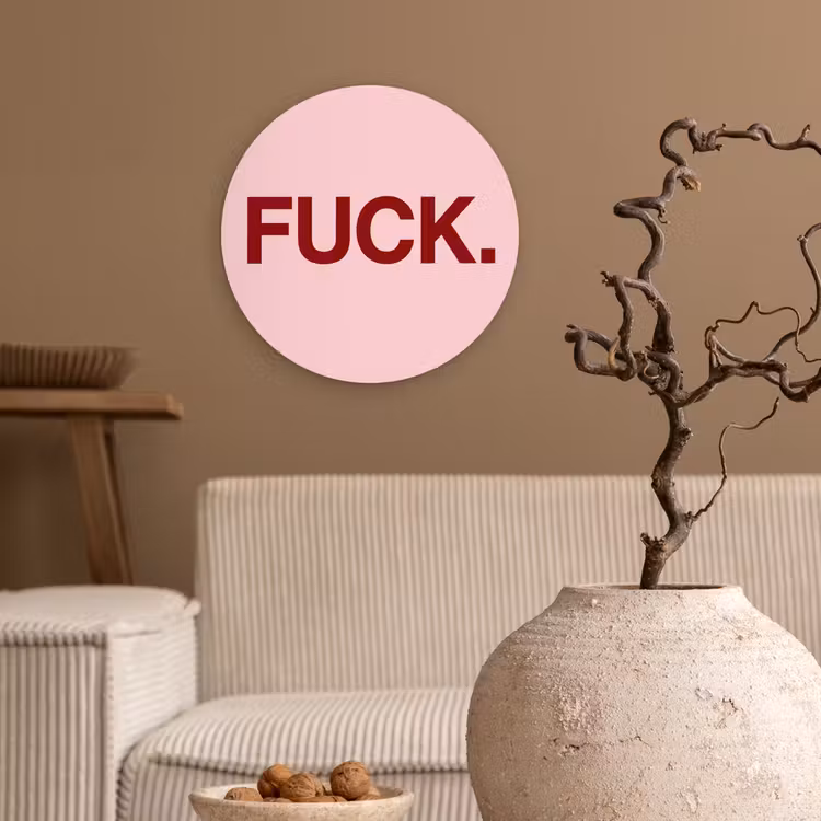 Statement - Krachtig - Roze Wandcirkel kunststof plaat 5mm dik klein -sfeer1