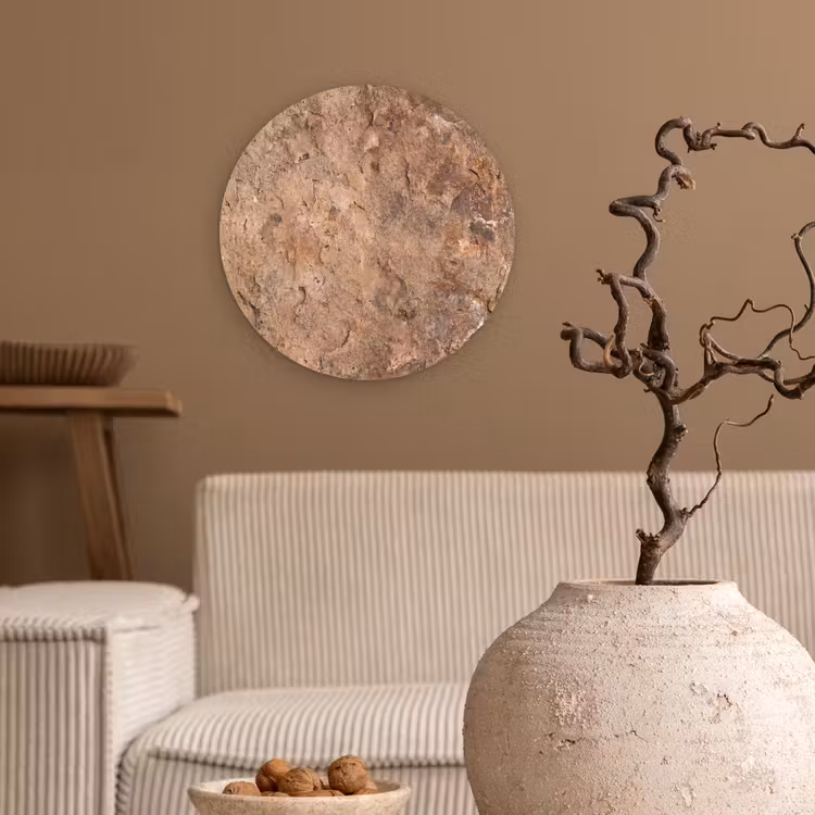 Steen - Natuur - Textuur - Abstract - Bruin Wandcirkel kunststof plaat 5mm dik klein -sfeer1