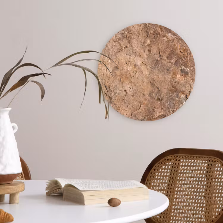 Steen - Natuur - Textuur - Abstract - Bruin Wandcirkel kunststof plaat 5mm dik klein -sfeer4