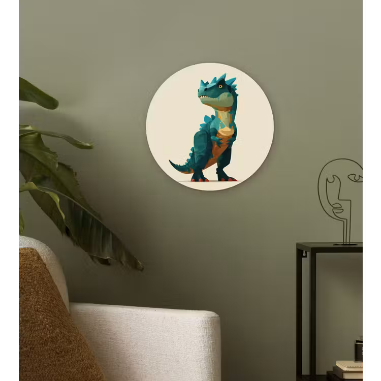 Stekels - Dino - Blauw - Gespierd Wandcirkel kunststof plaat 5mm dik klein -sfeer3