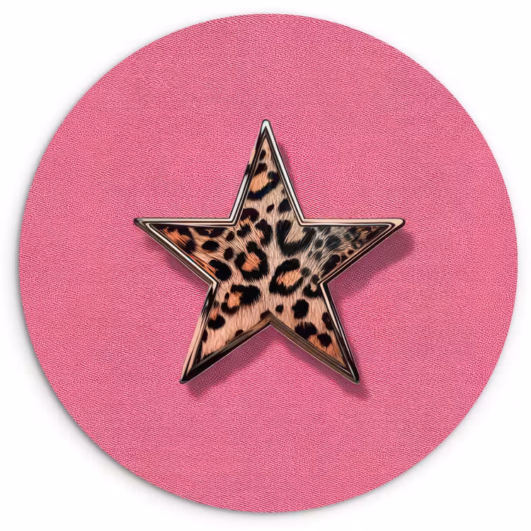 Ster - Luipaard - Print - Roze Wandcirkel kunststof plaat 5mm dik klein -3d
