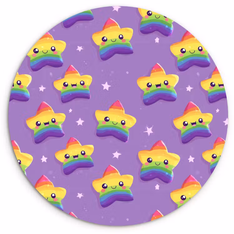 Sterren - Regenboog - Paars Wandcirkel kunststof plaat 5mm dik klein 188 -3d