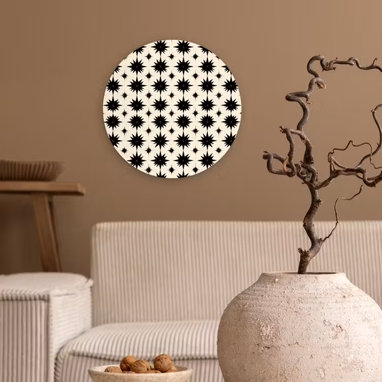 Stervormen - Geometrisch - Zwart Wandcirkel kunststof plaat 5mm dik klein 188 -sfeer1