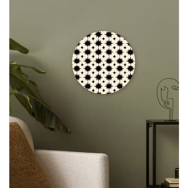 Stervormen - Geometrisch - Zwart Wandcirkel kunststof plaat 5mm dik klein 188 -sfeer3
