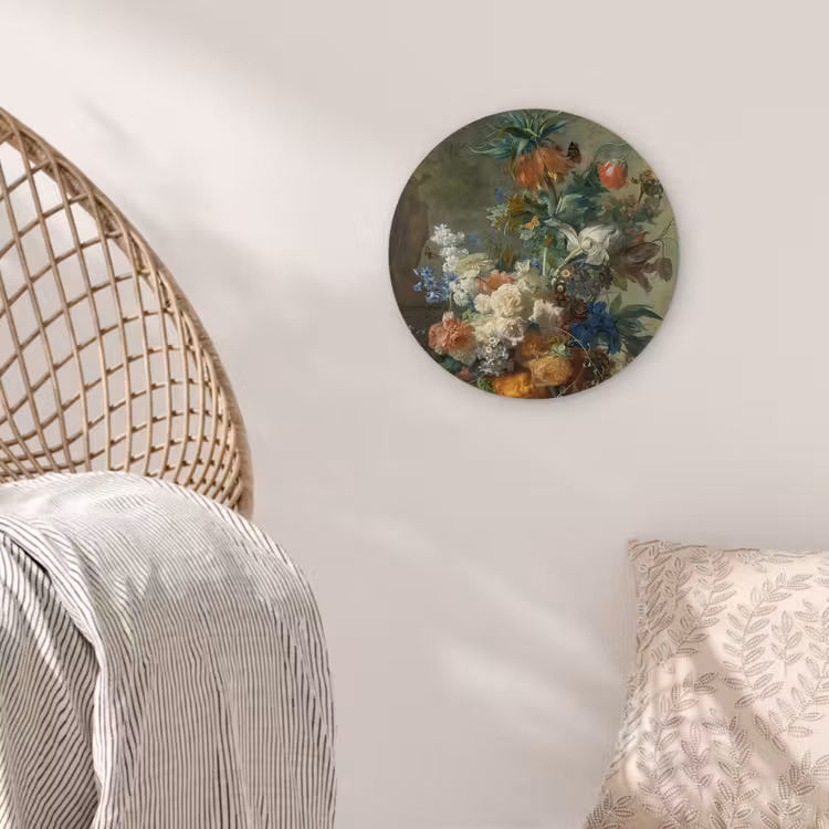 Stilleven met bloemen - Schilderij van Jan van Huysum Wandcirkel kunststof plaat 5mm dik klein -sfeer5