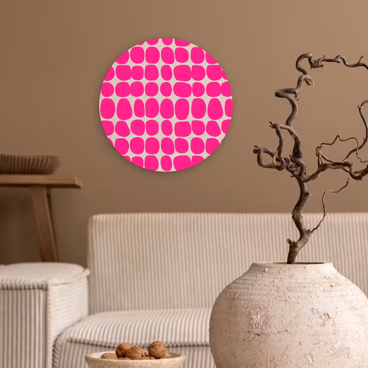 Stippen - Patroon - Roze Wandcirkel kunststof plaat 5mm dik klein 188 -sfeer1