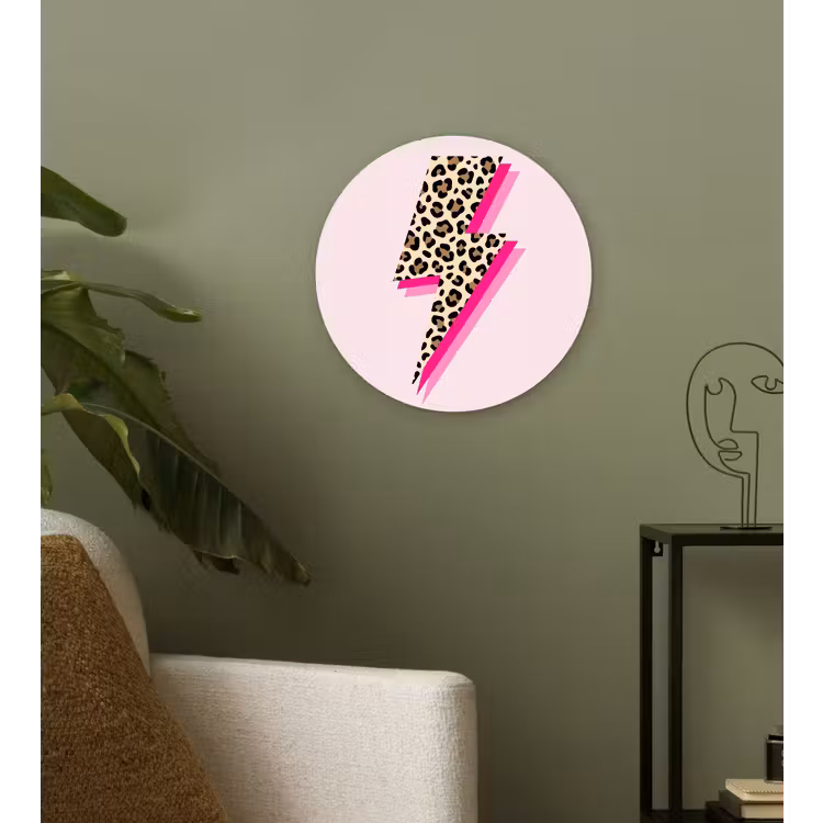 Stippen - Roze - Bliksem Wandcirkel kunststof plaat 5mm dik klein -sfeer3
