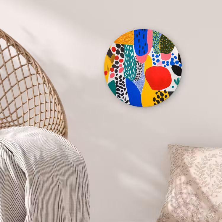 Stippen - Vormen - Modern - Kleuren Wandcirkel kunststof plaat 5mm dik klein -sfeer5