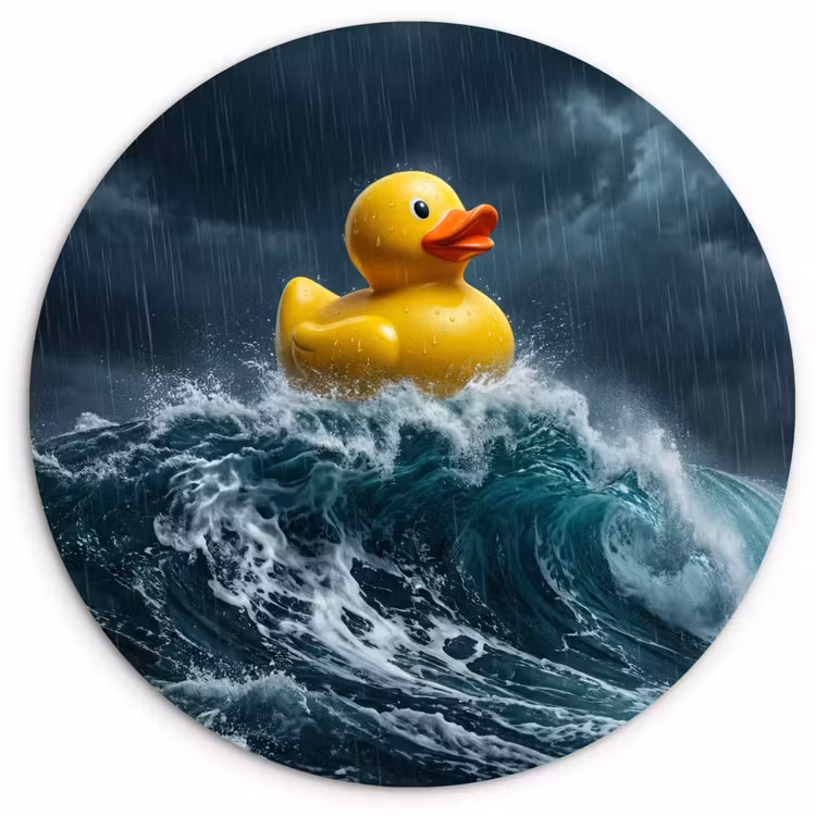 Storm - Badeend - Golven Wandcirkel kunststof plaat 5mm dik klein -3d