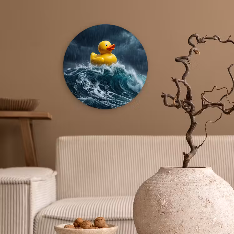 Storm - Badeend - Golven Wandcirkel kunststof plaat 5mm dik klein -sfeer1