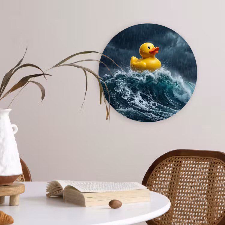 Storm - Badeend - Golven Wandcirkel kunststof plaat 5mm dik klein -sfeer4