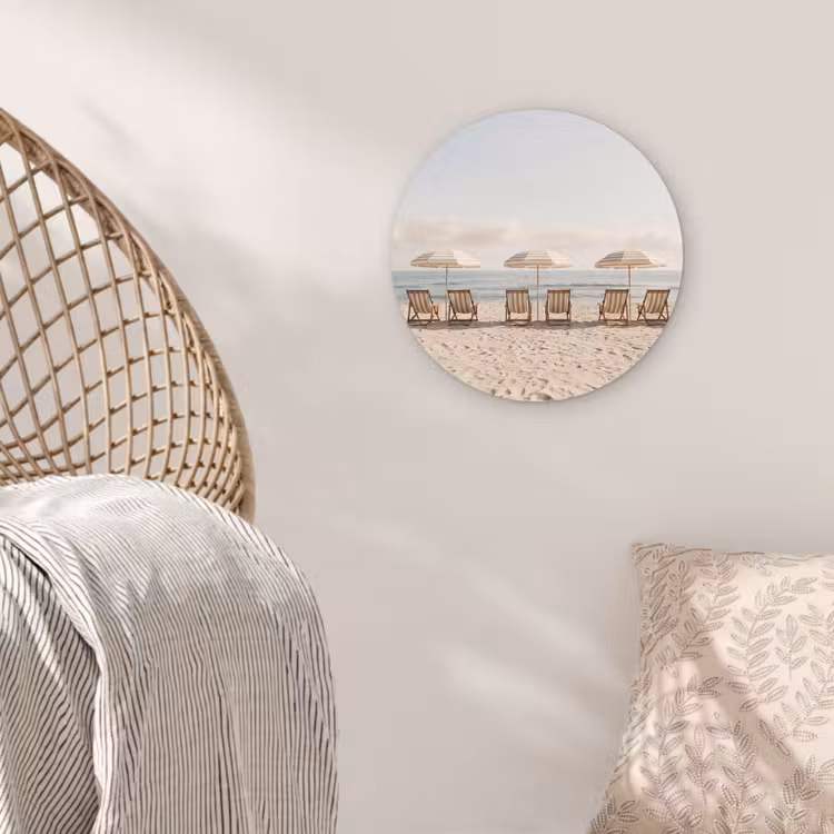 Strand - Stoelen - Parasol Wandcirkel kunststof plaat 5mm dik klein -sfeer5
