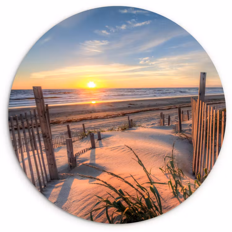 Strand - Zee - Duin - Zonsondergang - Landschap Wandcirkel kunststof plaat 5mm dik klein -3d
