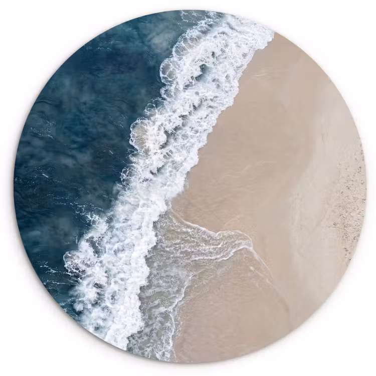 Strand - Zee - Golven Wandcirkel kunststof plaat 5mm dik klein -3d