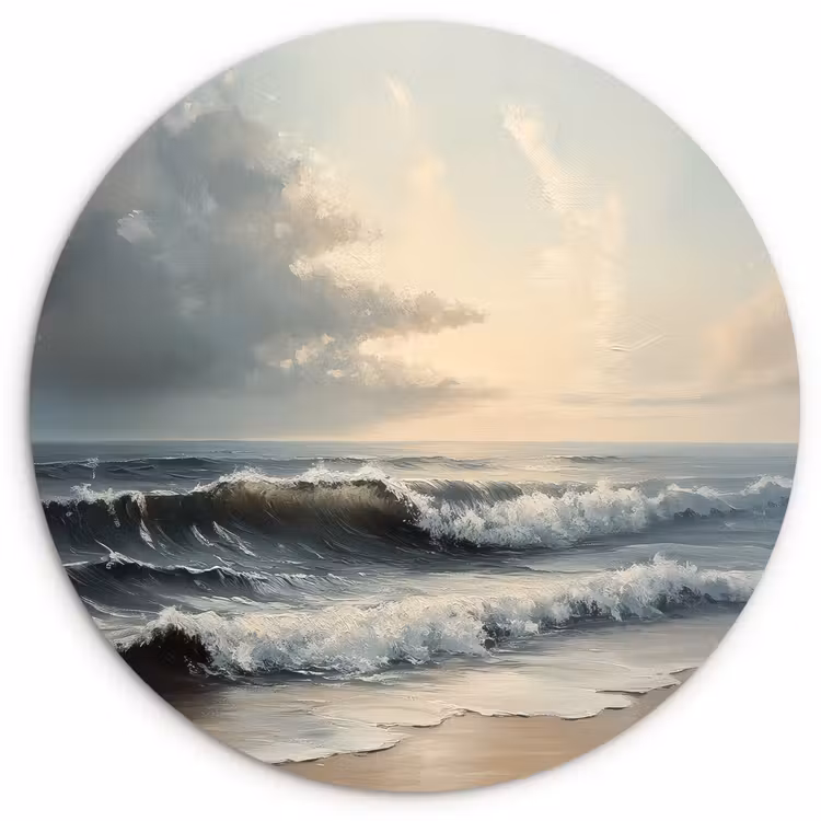 Strand - Zee - Zonsondergang Wandcirkel kunststof plaat 5mm dik klein -3d