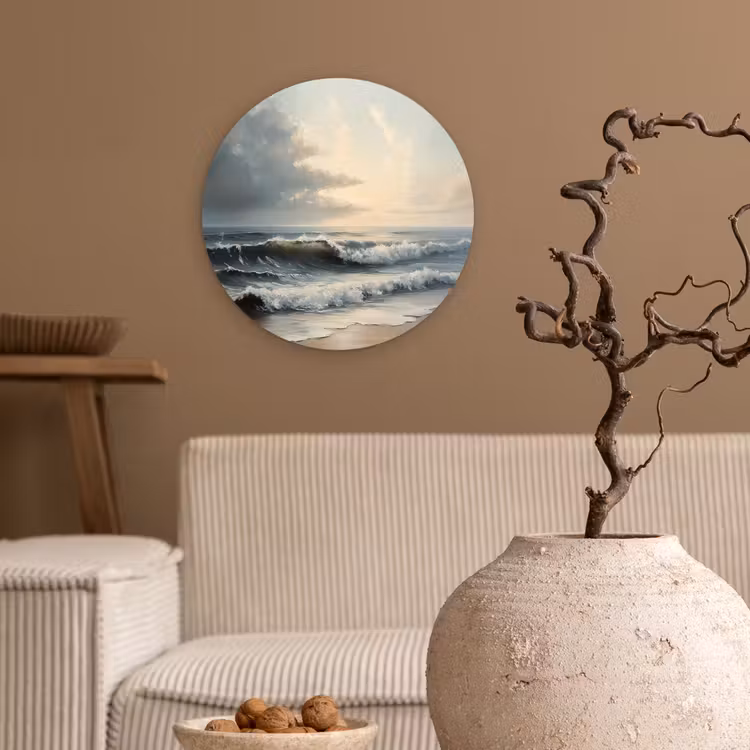 Strand - Zee - Zonsondergang Wandcirkel kunststof plaat 5mm dik klein -sfeer1
