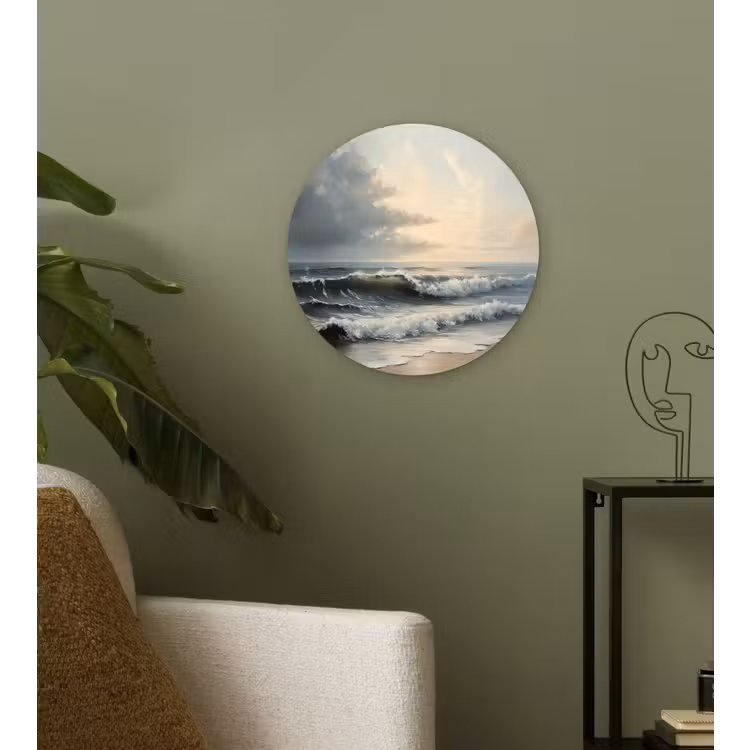 Strand - Zee - Zonsondergang Wandcirkel kunststof plaat 5mm dik klein -sfeer3