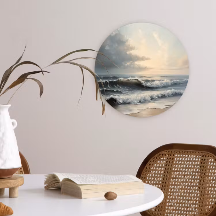 Strand - Zee - Zonsondergang Wandcirkel kunststof plaat 5mm dik klein -sfeer4